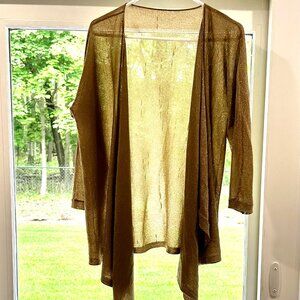 Eileen Fisher Metallic Sweater. Open tie front